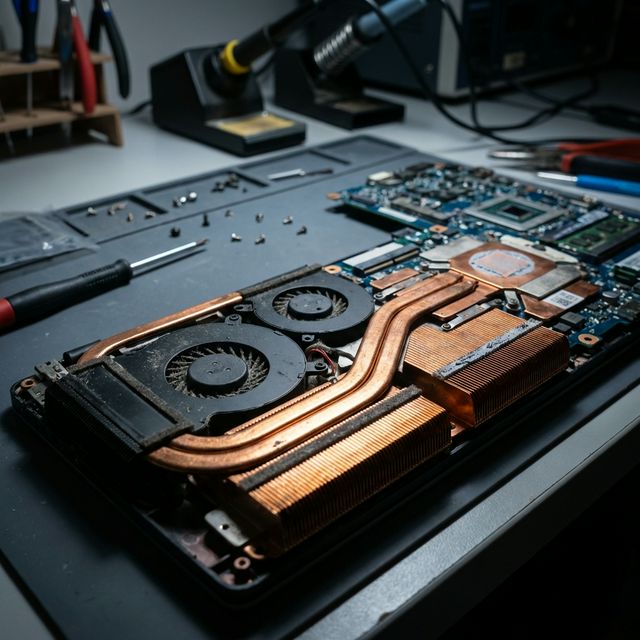 Internal laptop cooling system with fans and heat pipes
